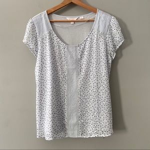 Lauren Conrad Textured Dot Boho Top Size XL Blue
